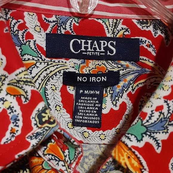Chaps Paisley No Iron Button Down Blouse - Picture 4 of 5
